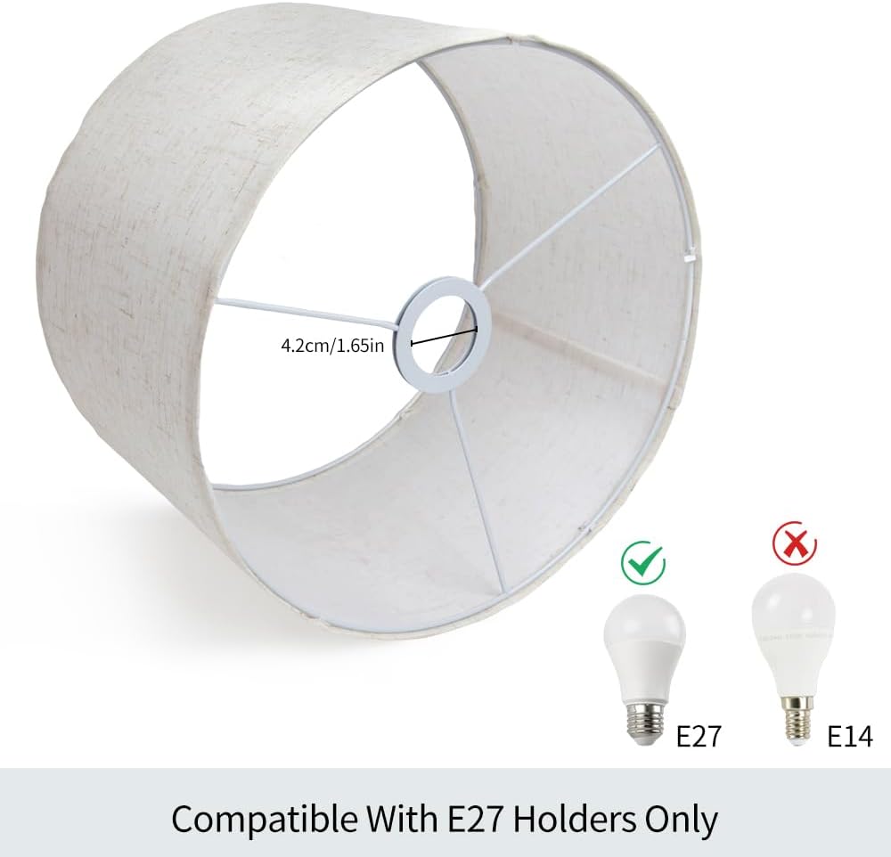 Lampenschirm aus Naturleinen für E27 Fassung, Weiss