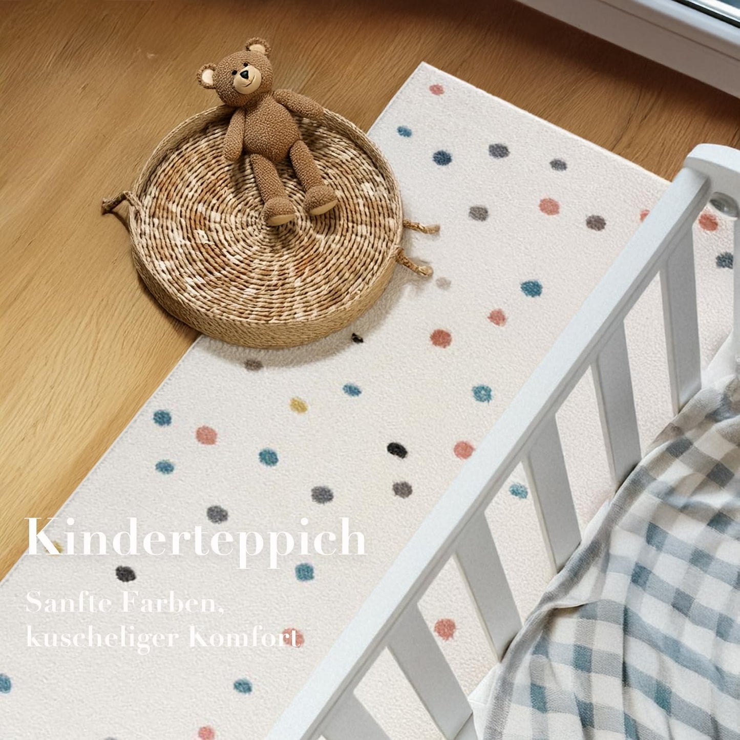 Kinderzimmerteppich mit bunten Punkten, 160 x 230 cm