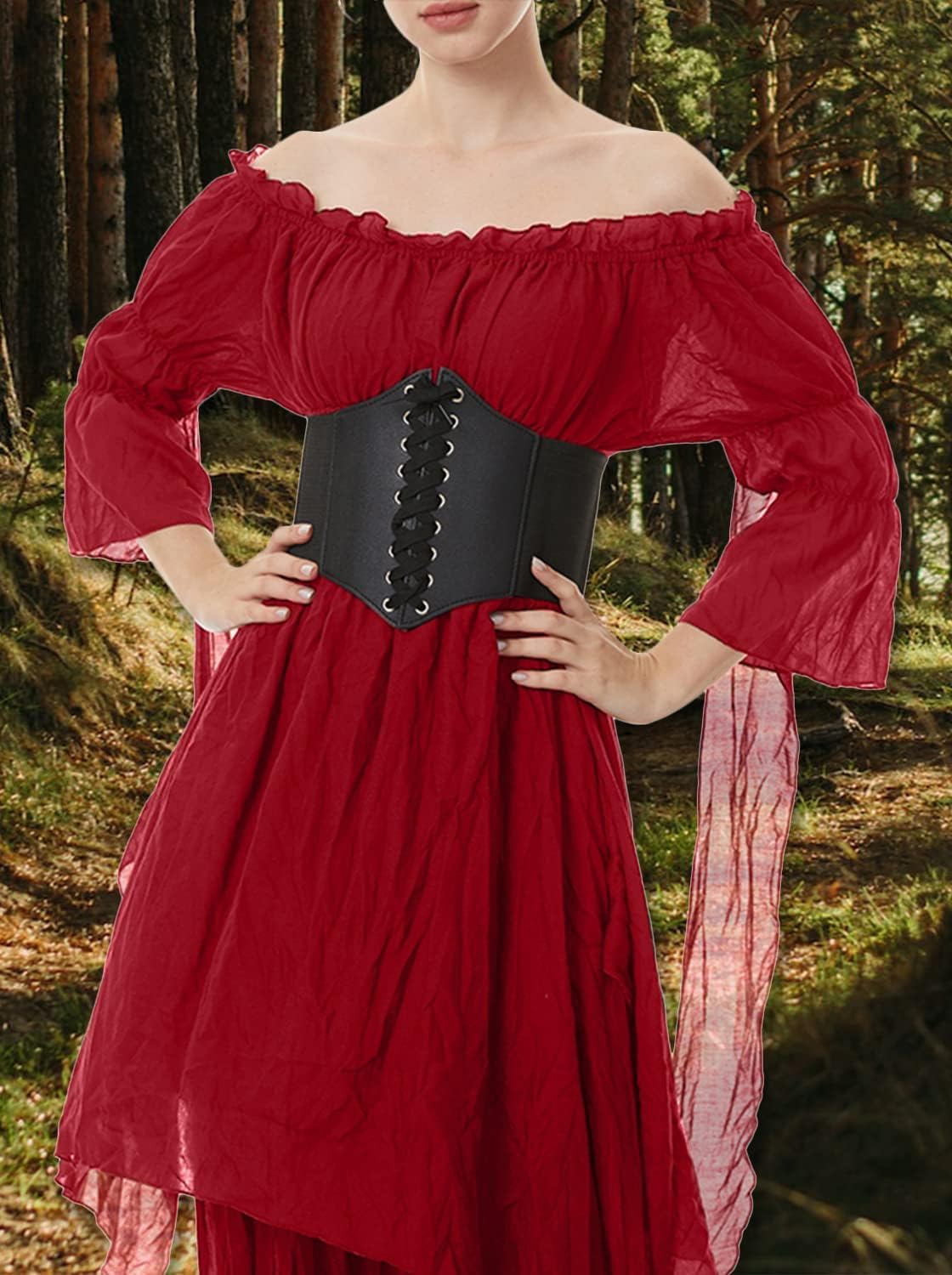 Mittelalter Renaissance Maxikleid Kostüm, Rot M
