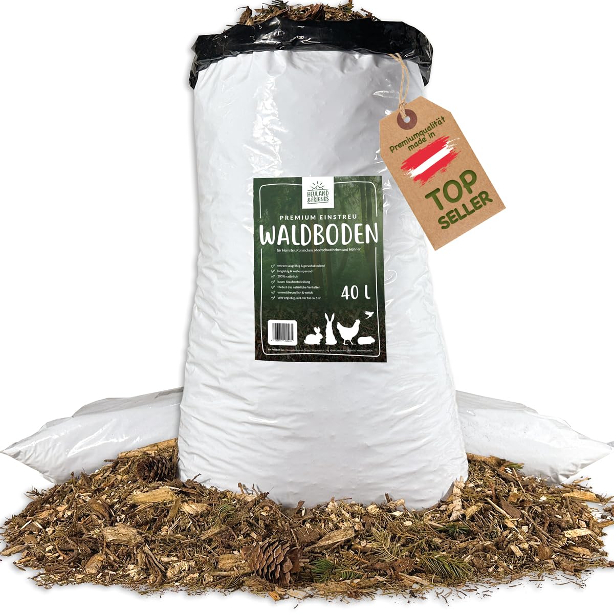 Waldboden-Einstreu mit Tannen & Fichtennadeln, 40 Liter (2er Pack)