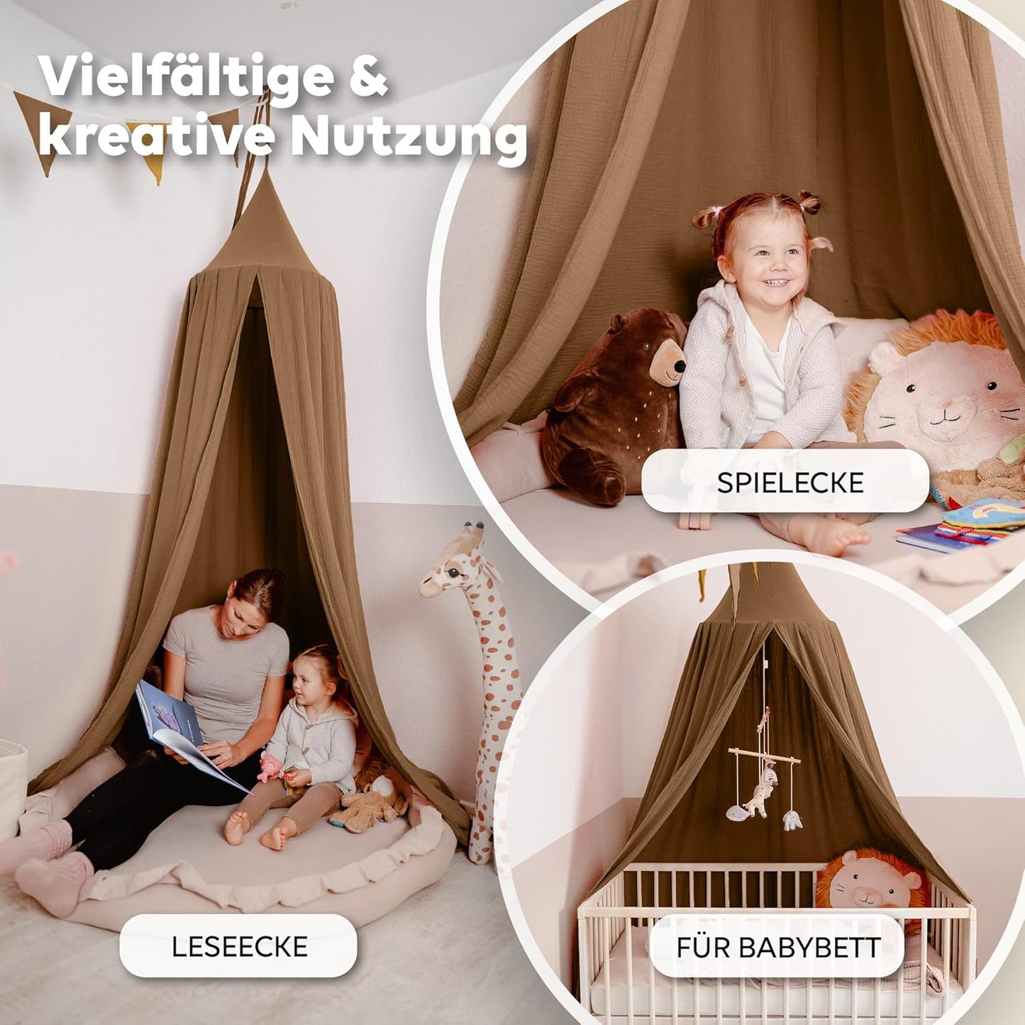 Baldachin für Kinderzimmer, Nougat ohne Goldapplikationen