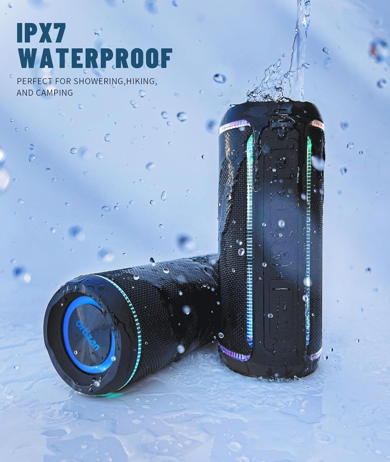 X30 Bluetooth Lautsprecher mit LED-Licht, 30h Spielzeit, schwarz