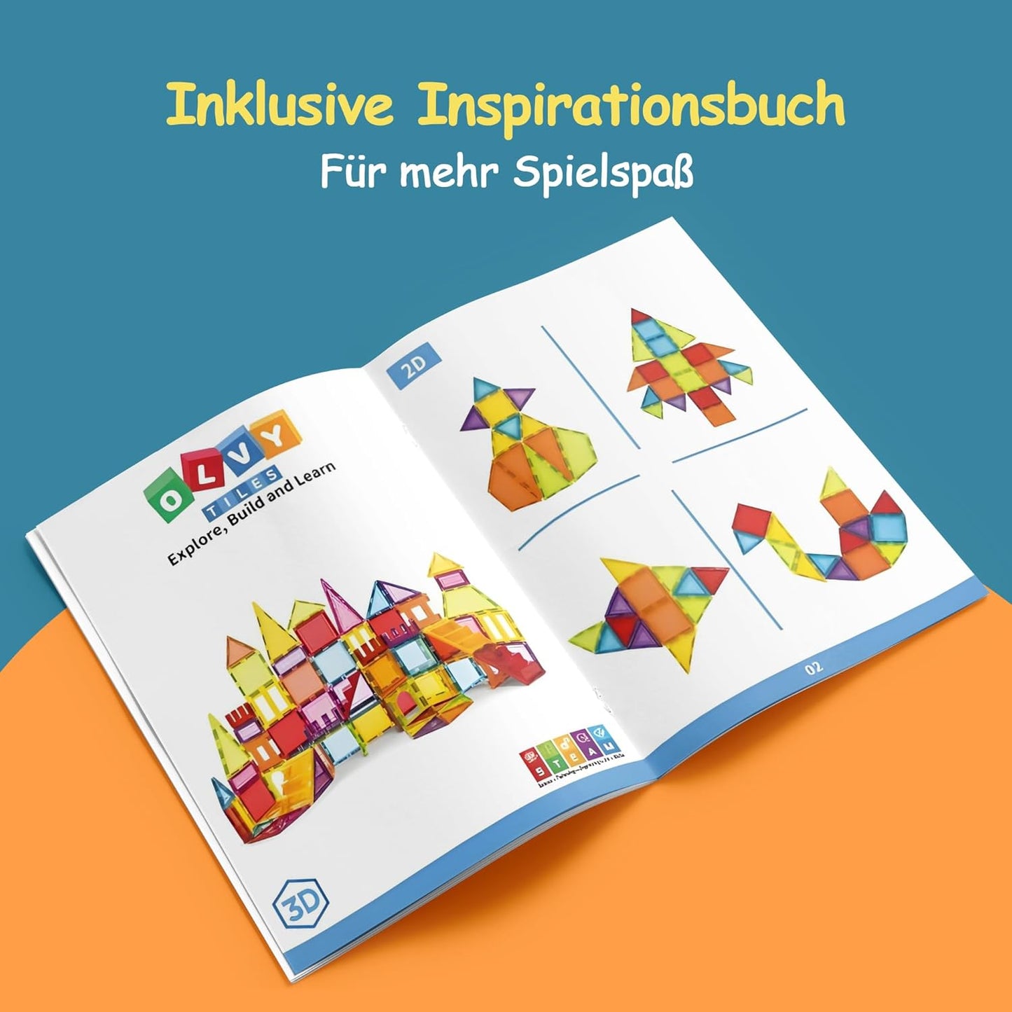 Magnetische Bausteine, 120 Magnetic Tiles