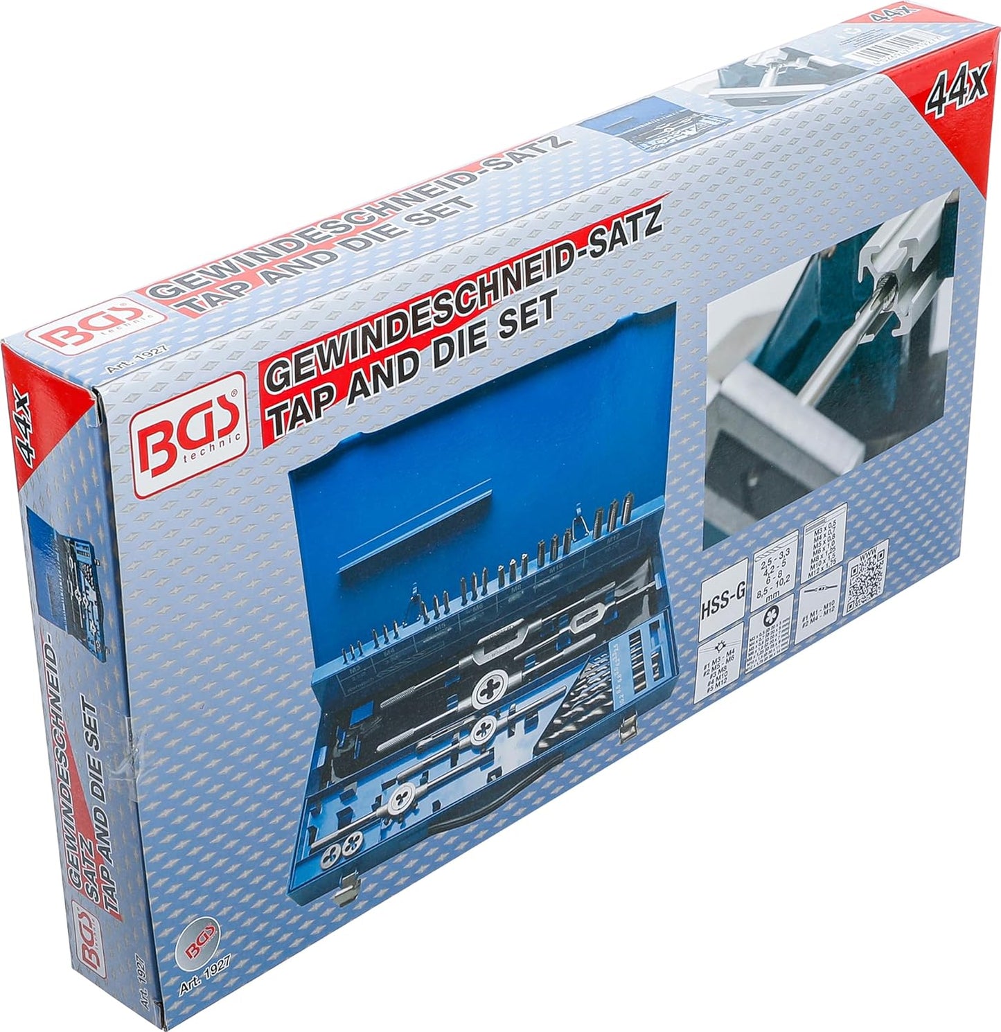 Gewindeschneid-Satz M3 - M12 44-tlg., 44-tlg. | HSS-G-Stahl