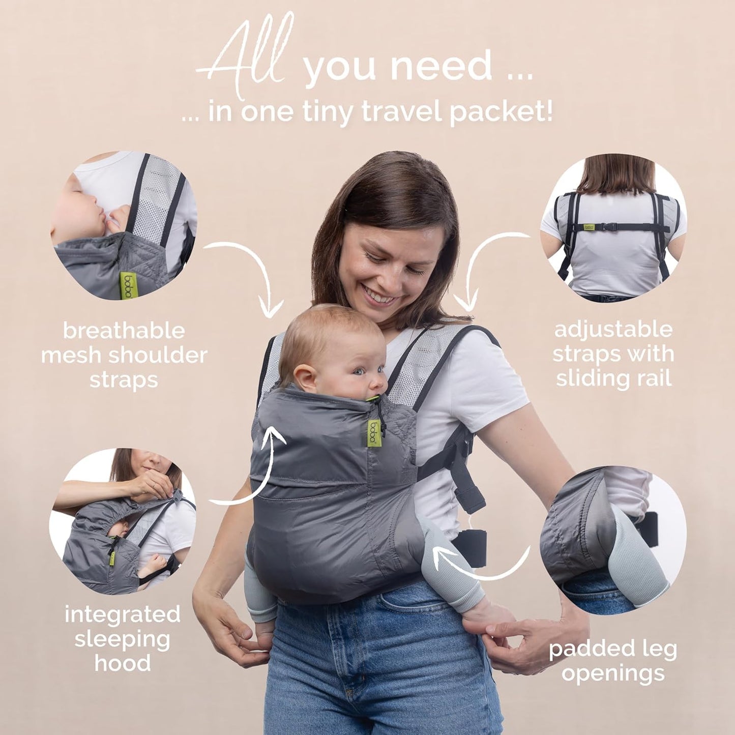 Babytrage & Kindertrage, Grey 1 Stück (1er Pack)