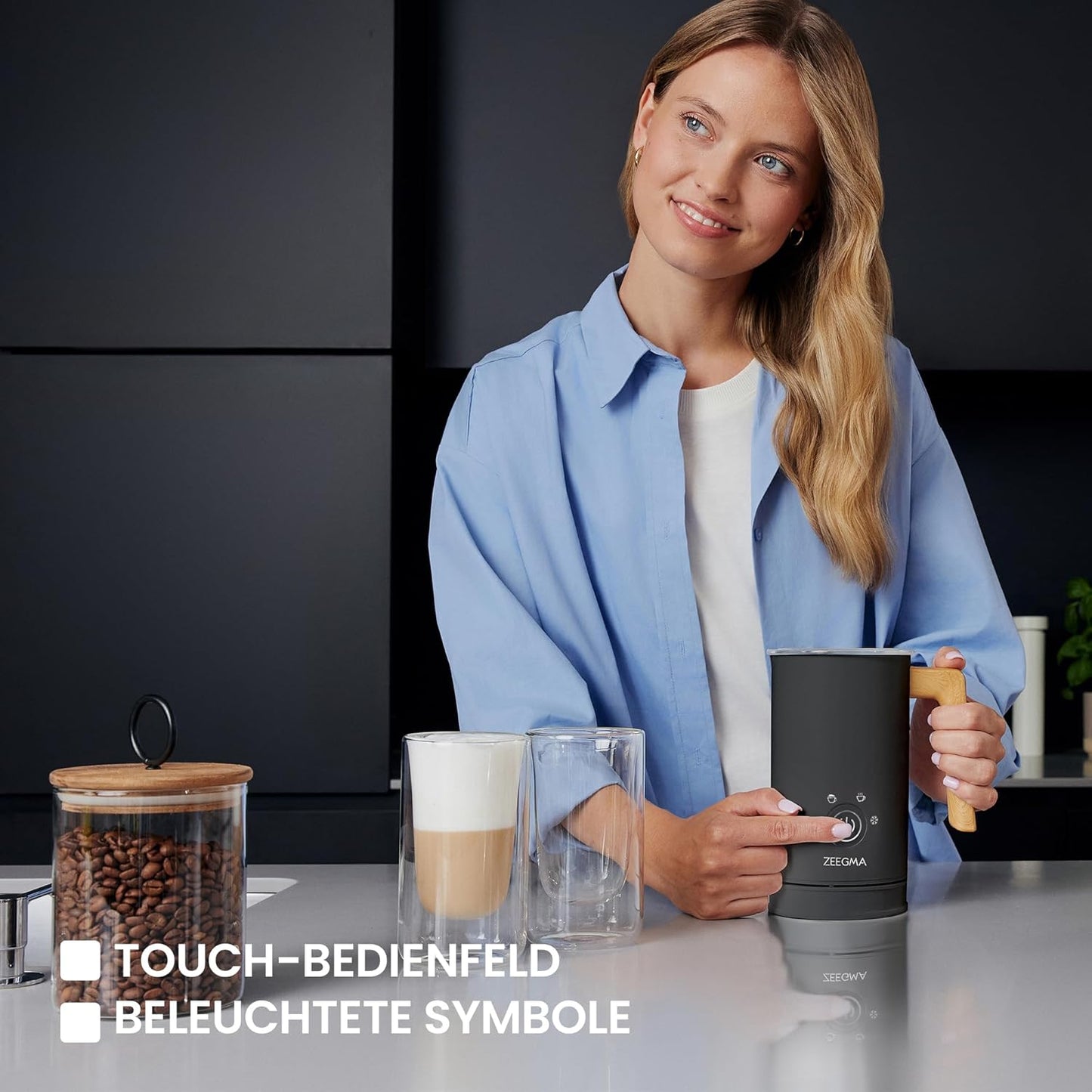 Milkee Milchaufschäumer für warme & kalte Milch, Weiß