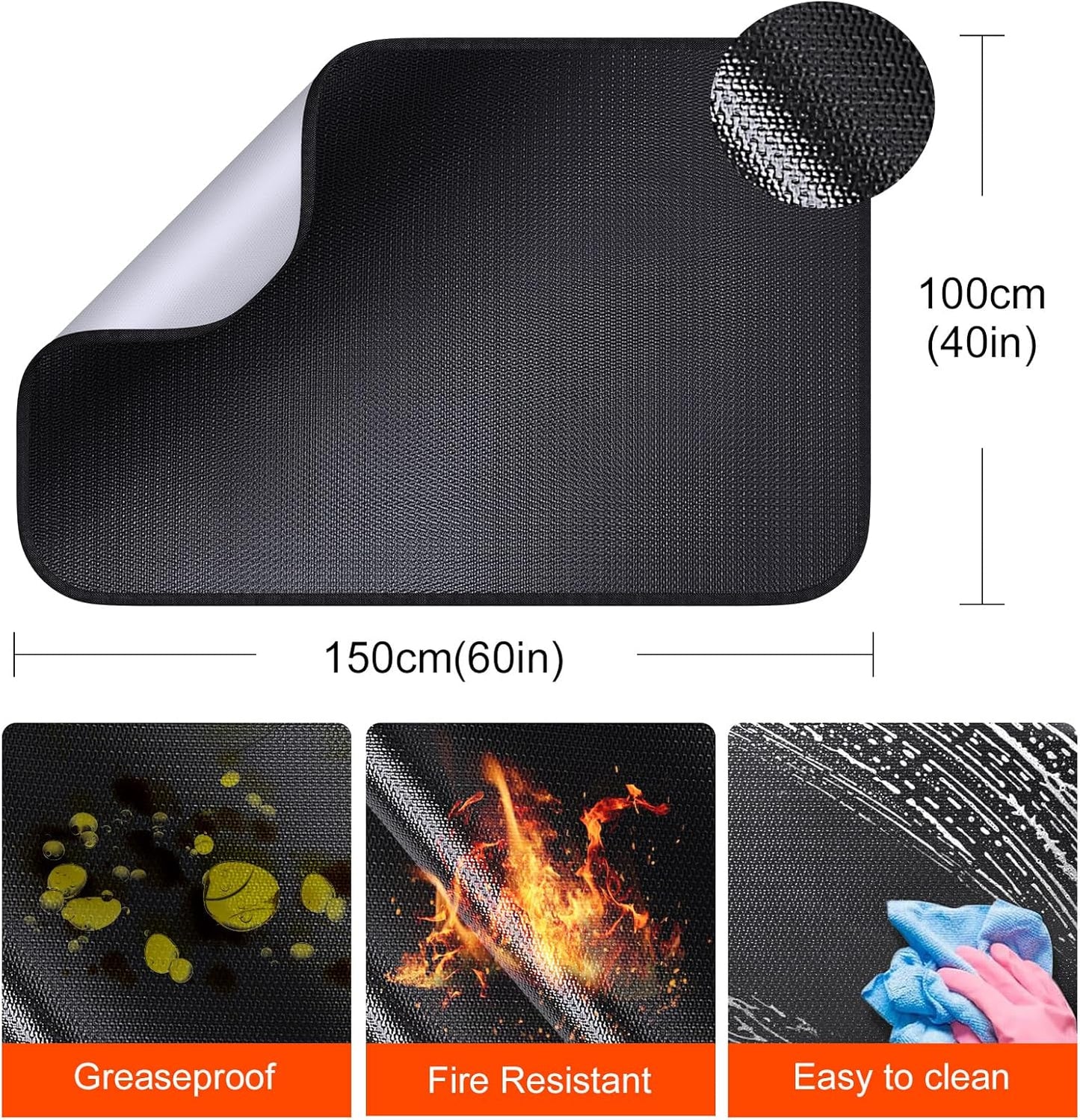 Feuerfeste Grill- und Kaminunterlage, 100 x 150 CM