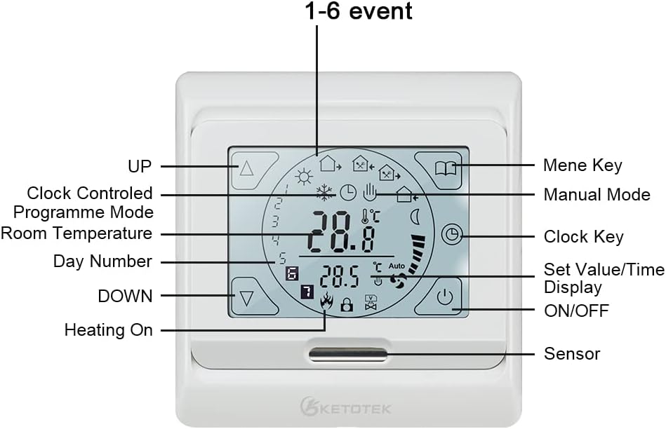 Thermostat Fussbodenheizung, 16A Elektrische Fussbodenheizung