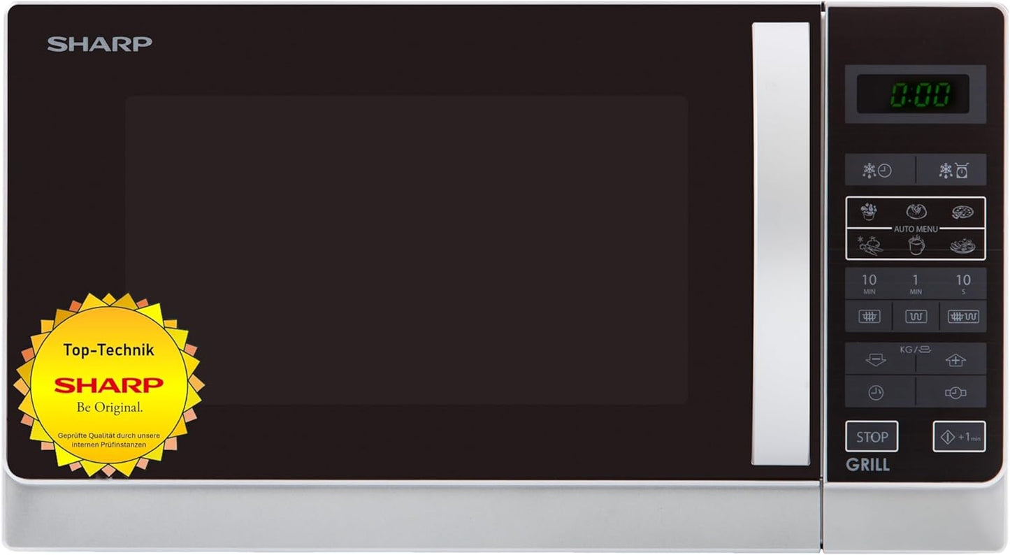2-in-1 Mikrowelle R742INW mit Grill und LED-Display, Silber, Single