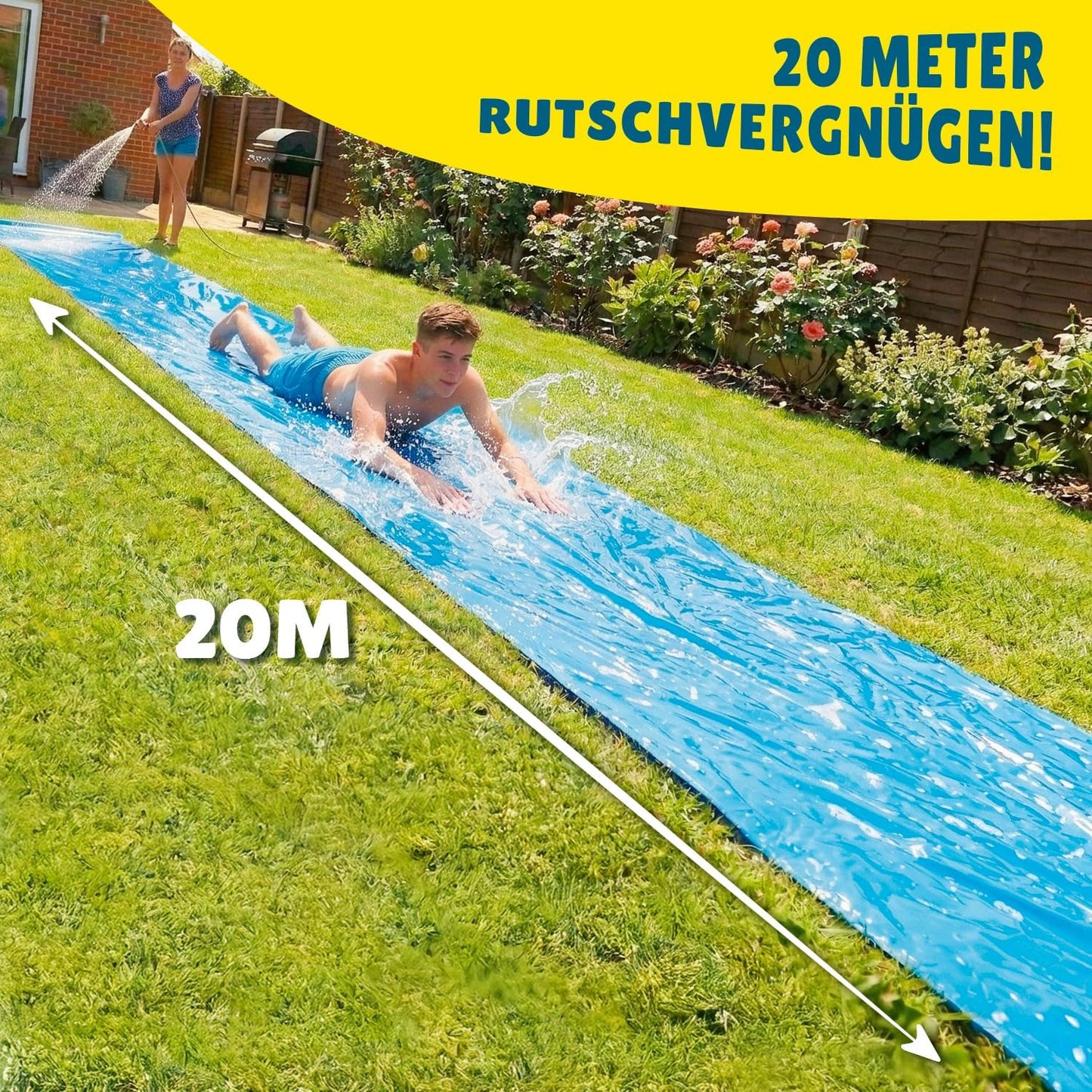 XXL Wasserrutschmatte-Set (20 m) mit Naturseife, 2 Slip'n Slide + Seife