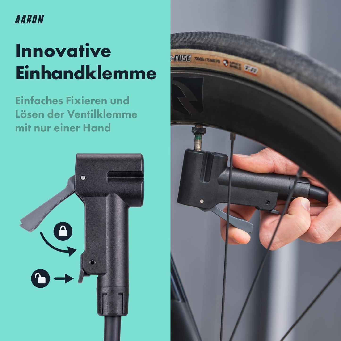 Fahrradpumpe inkl. Ball Aufsatz, Blau V3