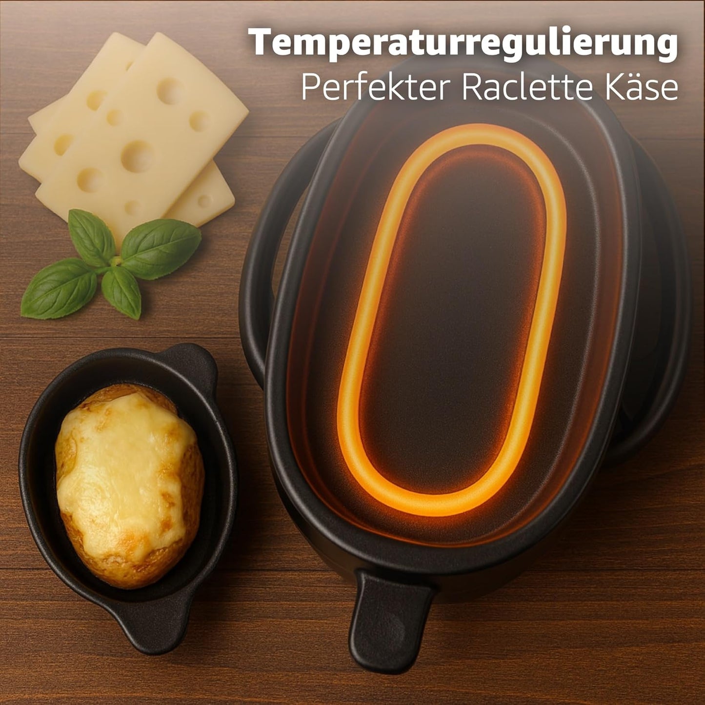 Raclette-Set für 8 Personen mit Pfännchen, Rund