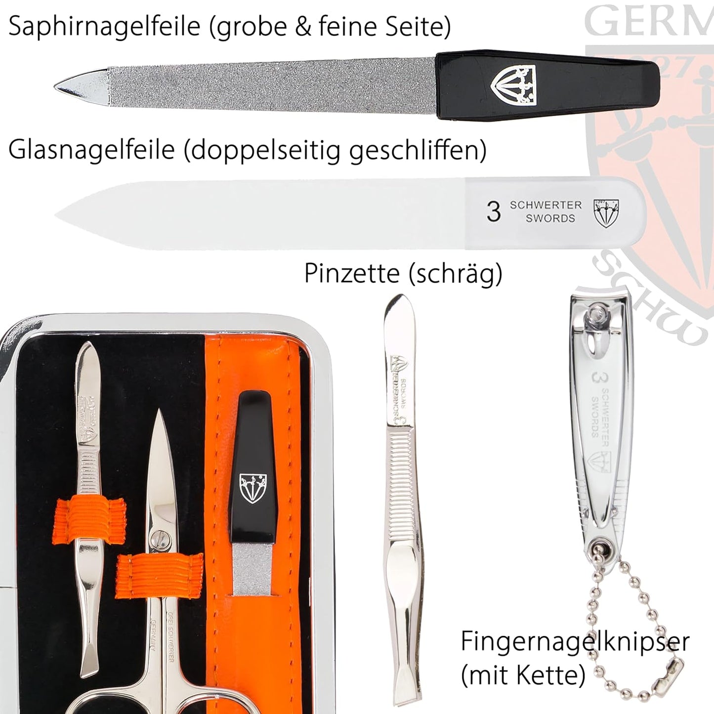 Nagelset Genova, ORANGE - KUNSTLEDER