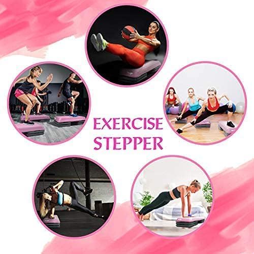 Aerobic Stepper mit verstellbaren Risers, B.Health Club Size - Rosa/Grau