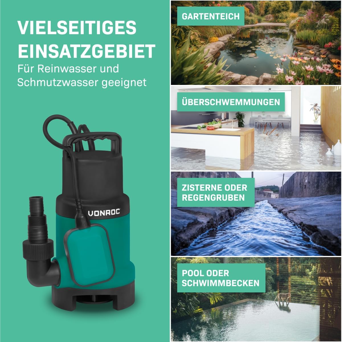 Tauchpumpe SP503AC für Schmutzwasser, 750W - 1400l/h