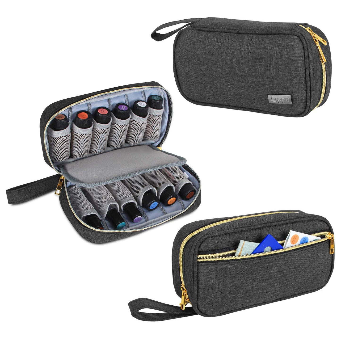 Aufbewahrungstasche für 12 ätherische Öle, 11.4x21.5x6 cm (1er Pack) Schwarz