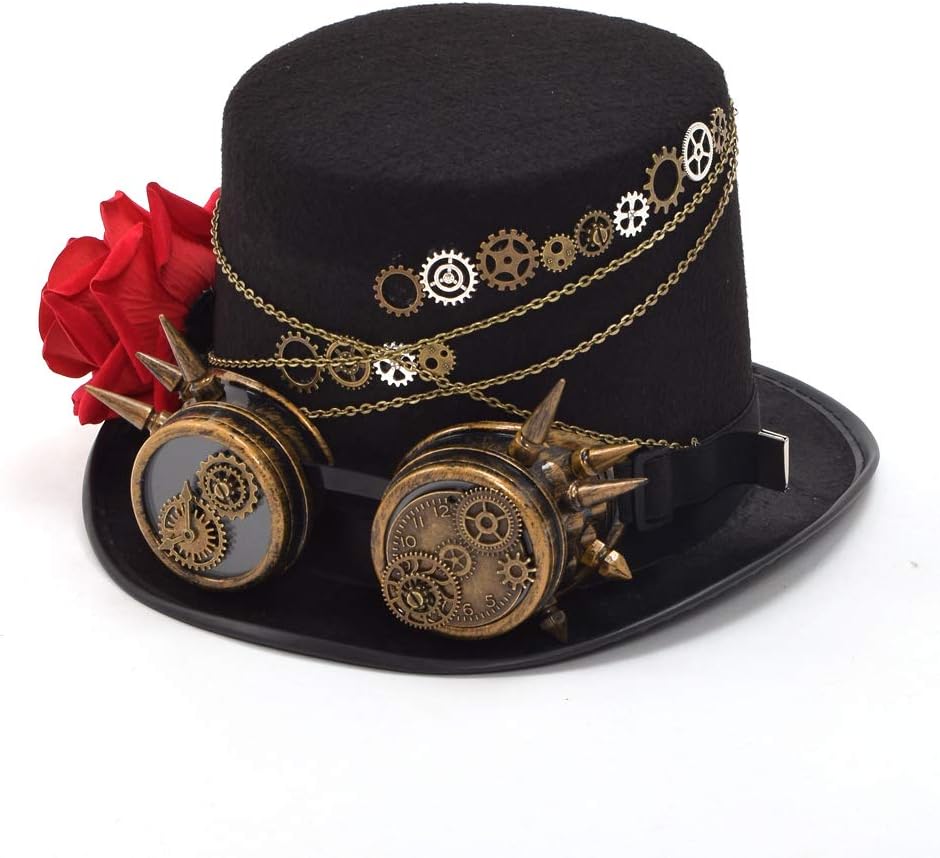 Steampunk Zylinderhut mit Brille, Farbe E M