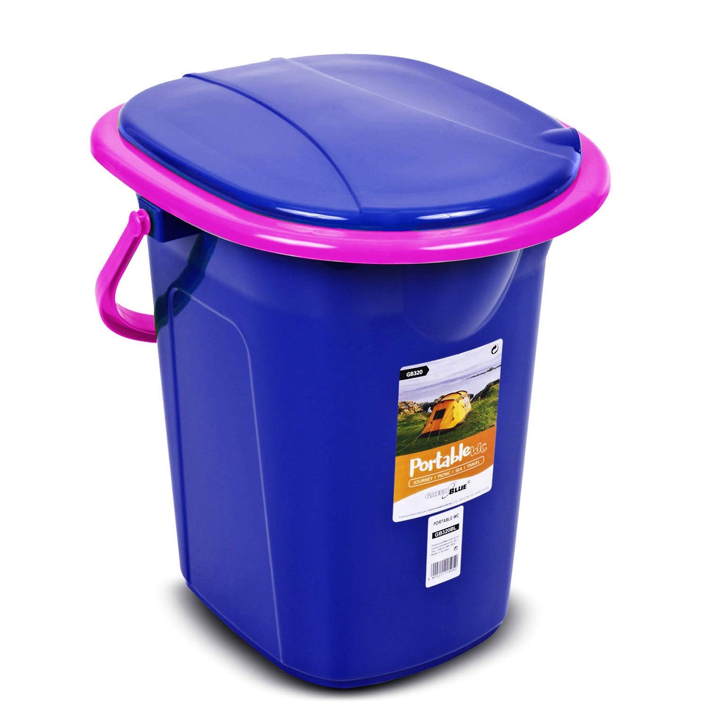 Mobile Campingtoilette, Blau / Rosa