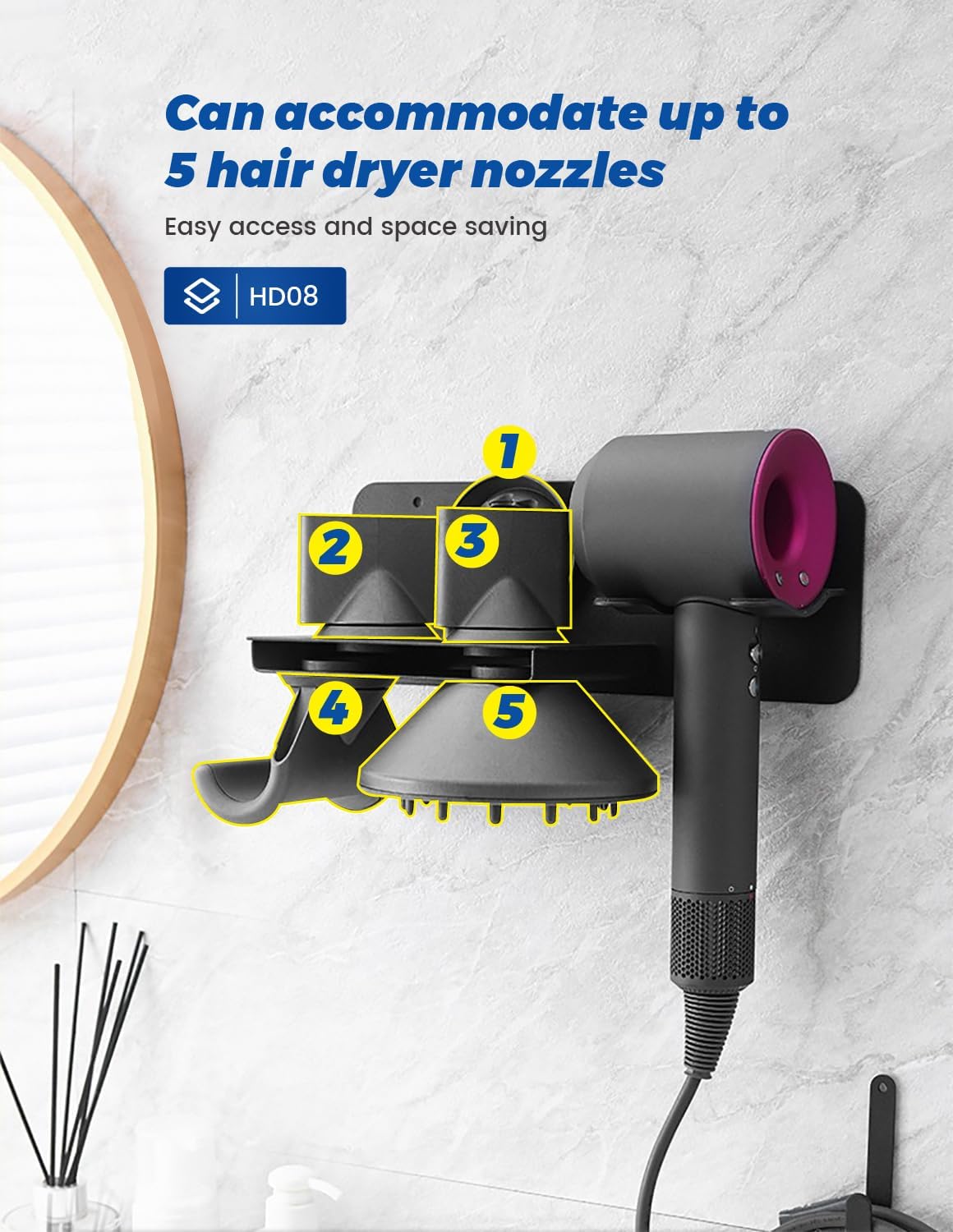 Fönhalterung für Dyson Supersonic ohne Bohren, Standardmodell