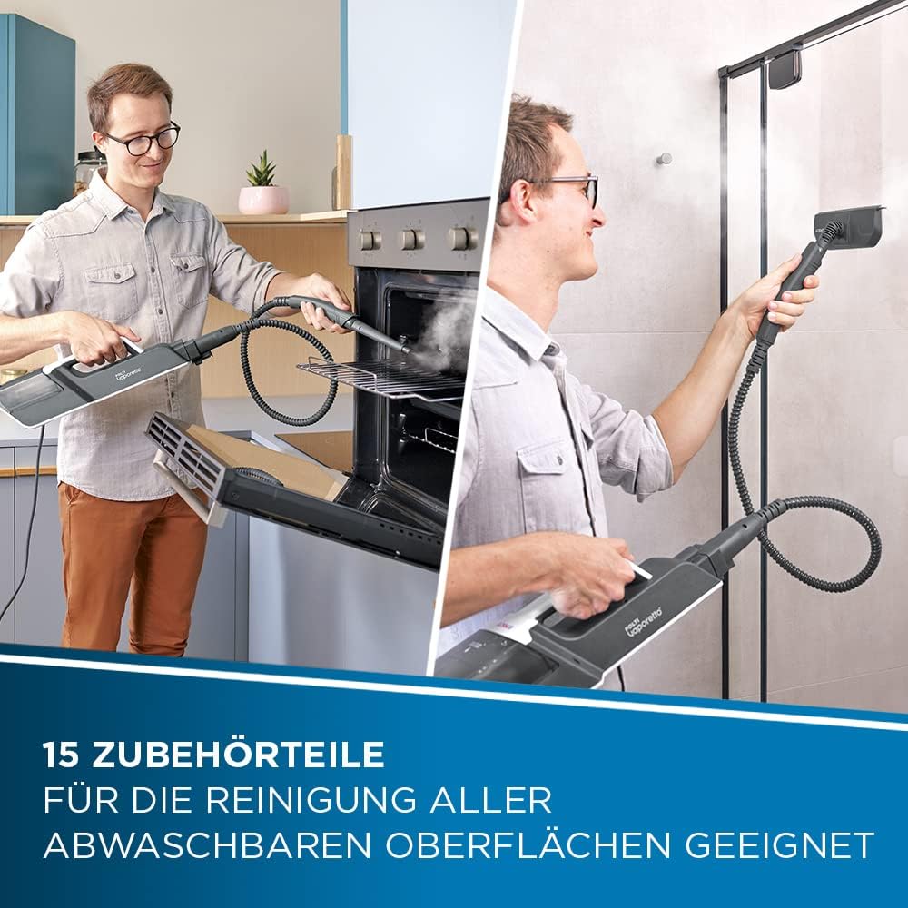 Vaporetto SV620 Style - Dampfbesen mit integriertem Handreiniger, Blau