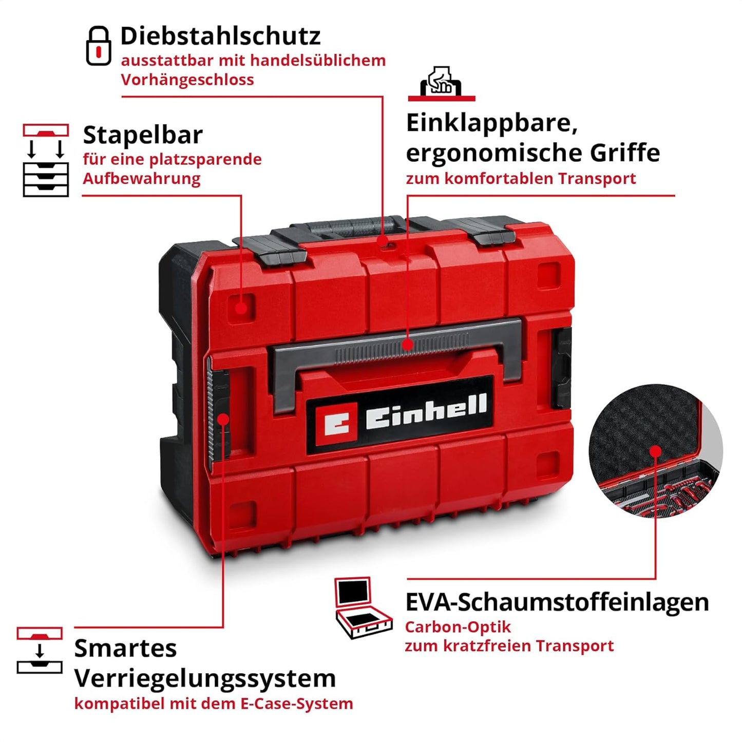 Werkzeugkoffer-Set im stapelbaren Kunststoffkoffer, Werkzeugkoffer