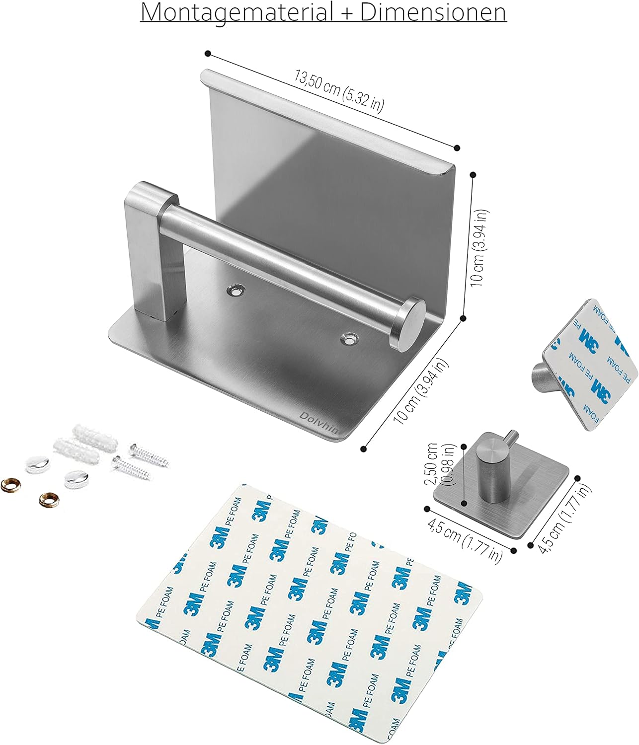Toilettenpapierhalter Set, Gebürsteter Edelstahl