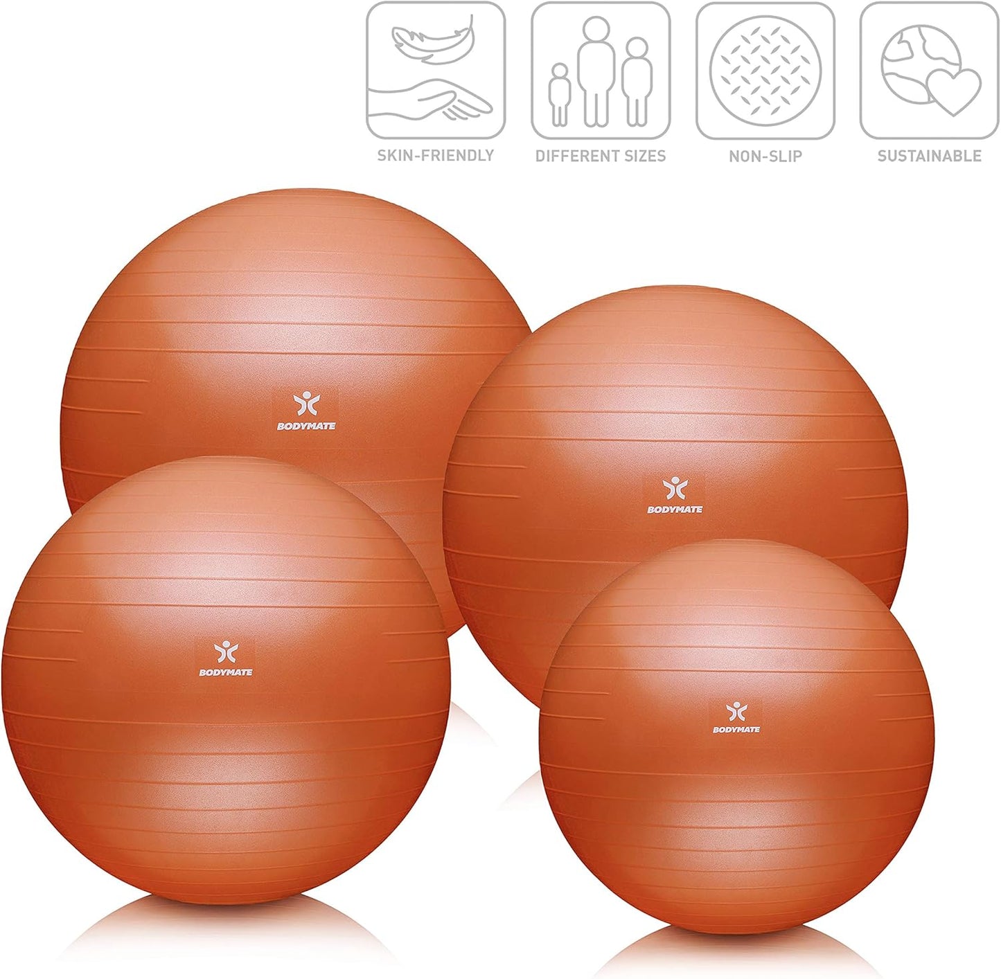 Gymnastikball mit Pumpe, Orange 55 cm (für Körpergröße bis 154cm)