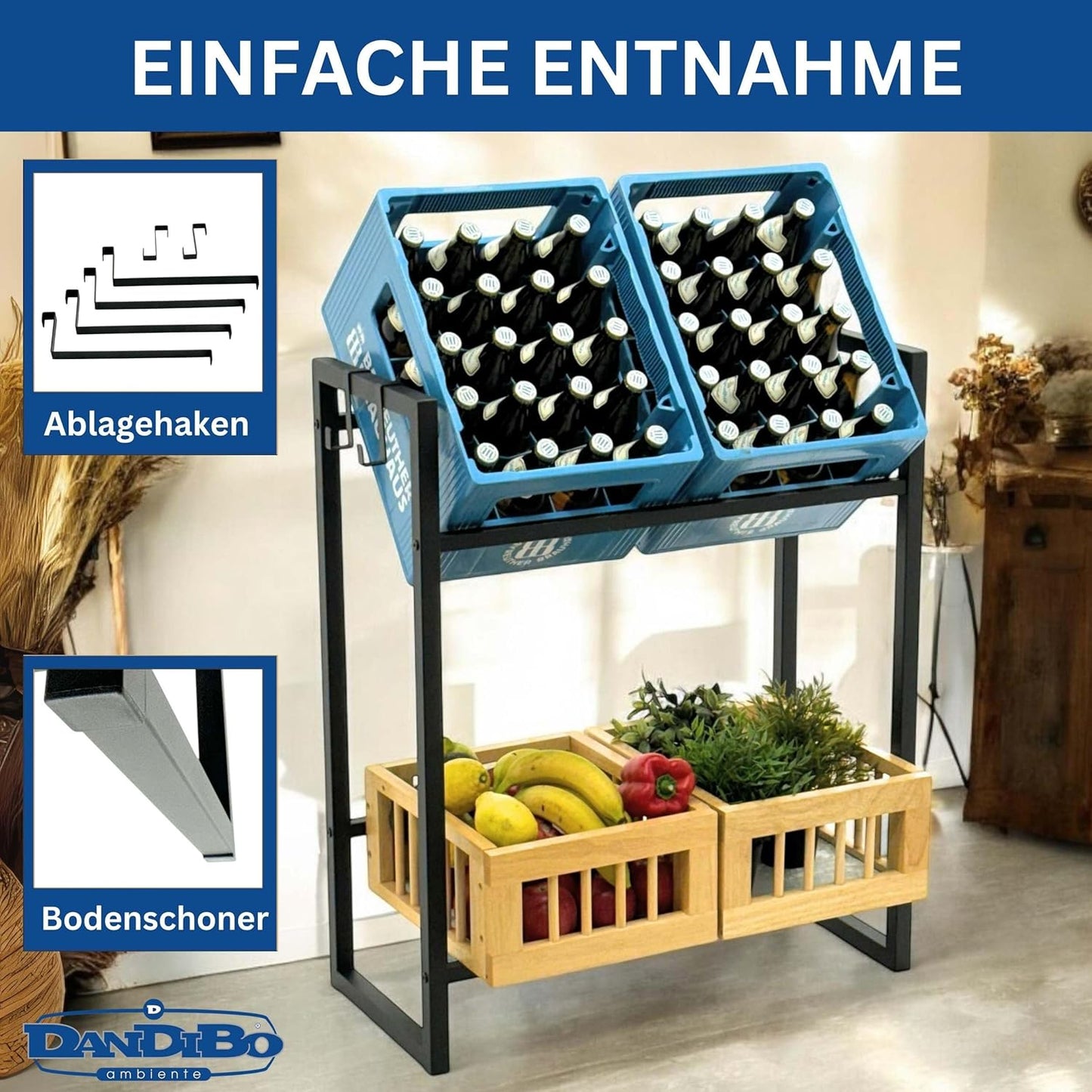 Getränkekistenregal für 4 Kisten