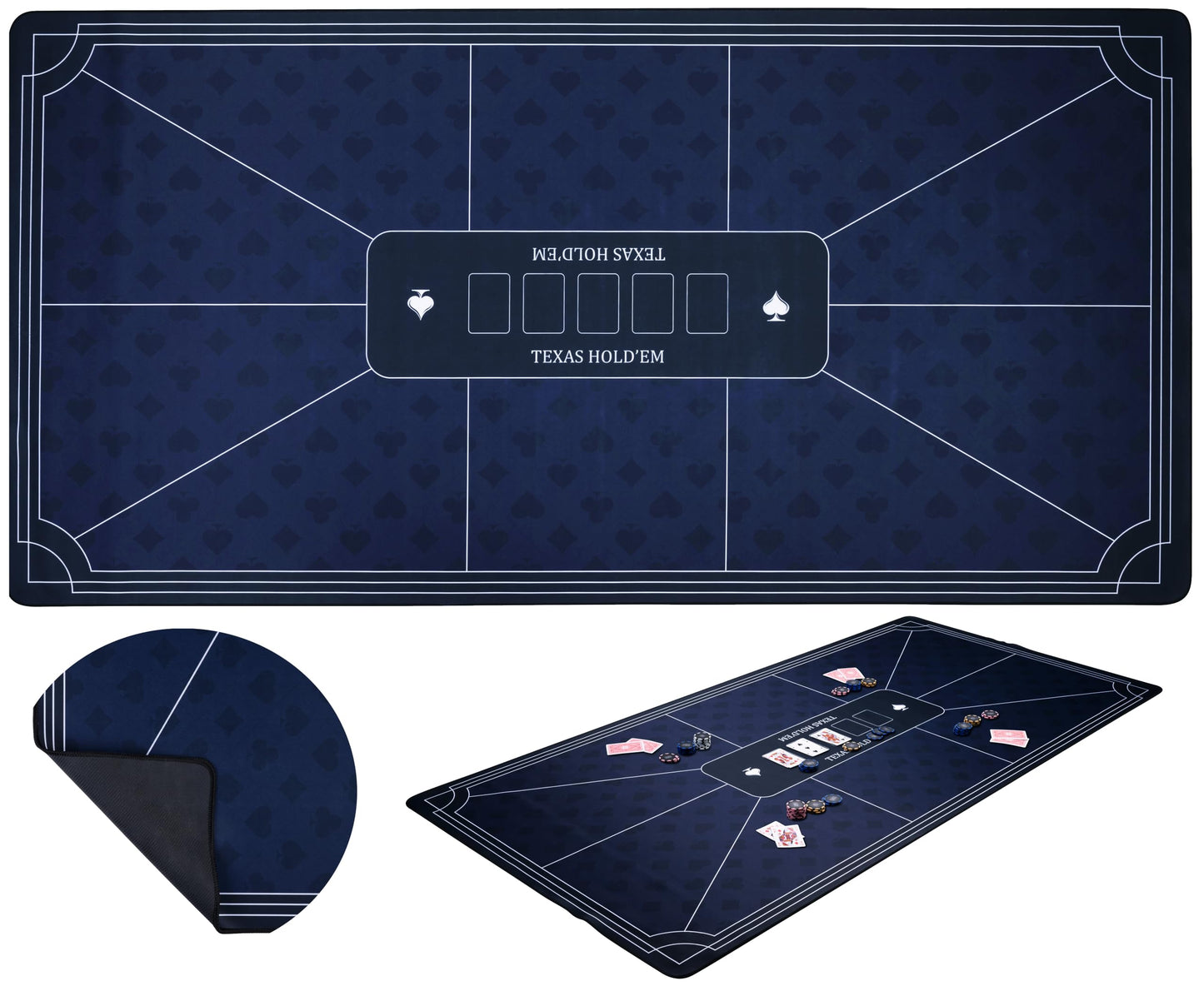 Rutschfeste Pokermatte, Blau 180x90cm