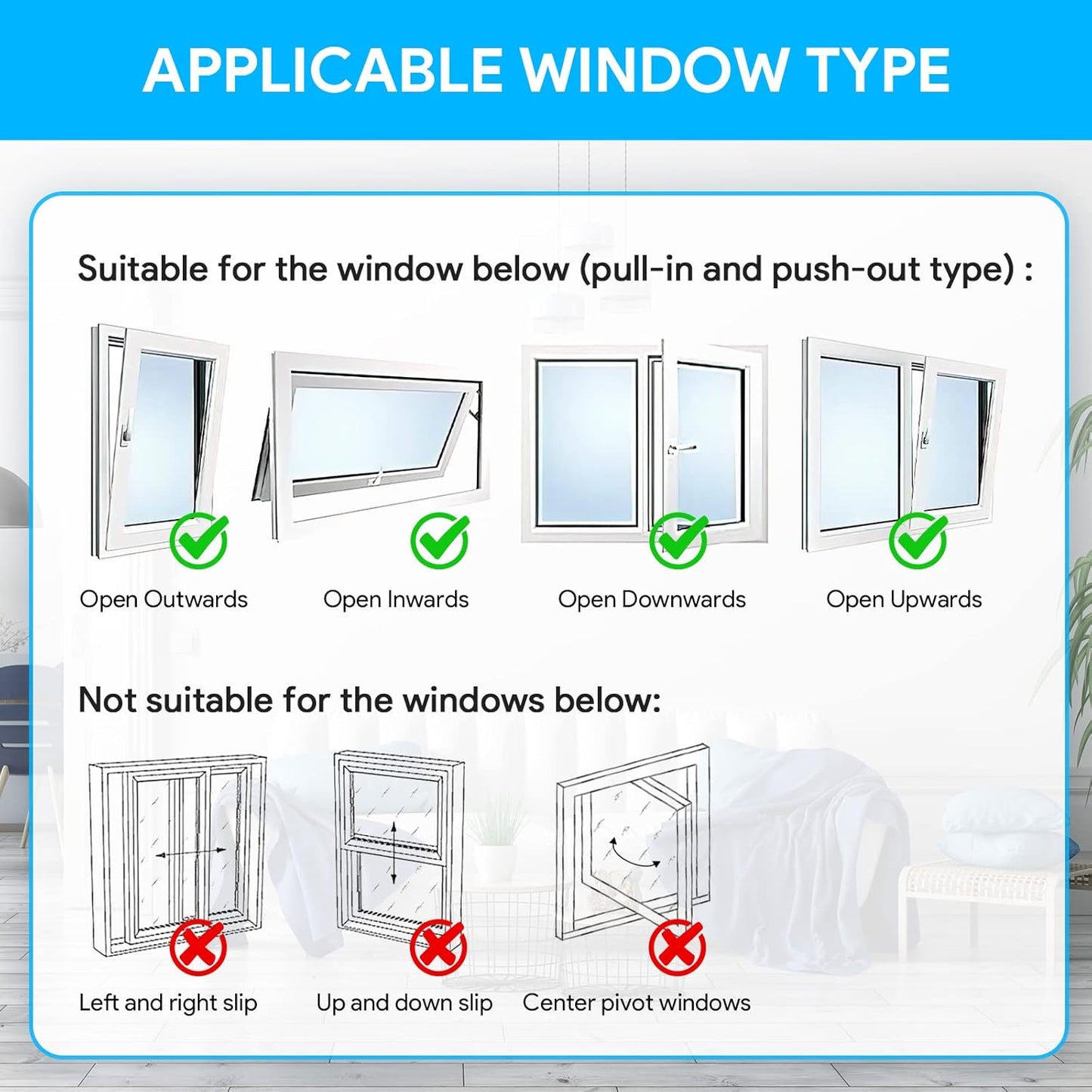 Fensterabdichtung für mobile Klimageräte (400 cm), Weiß 400cm