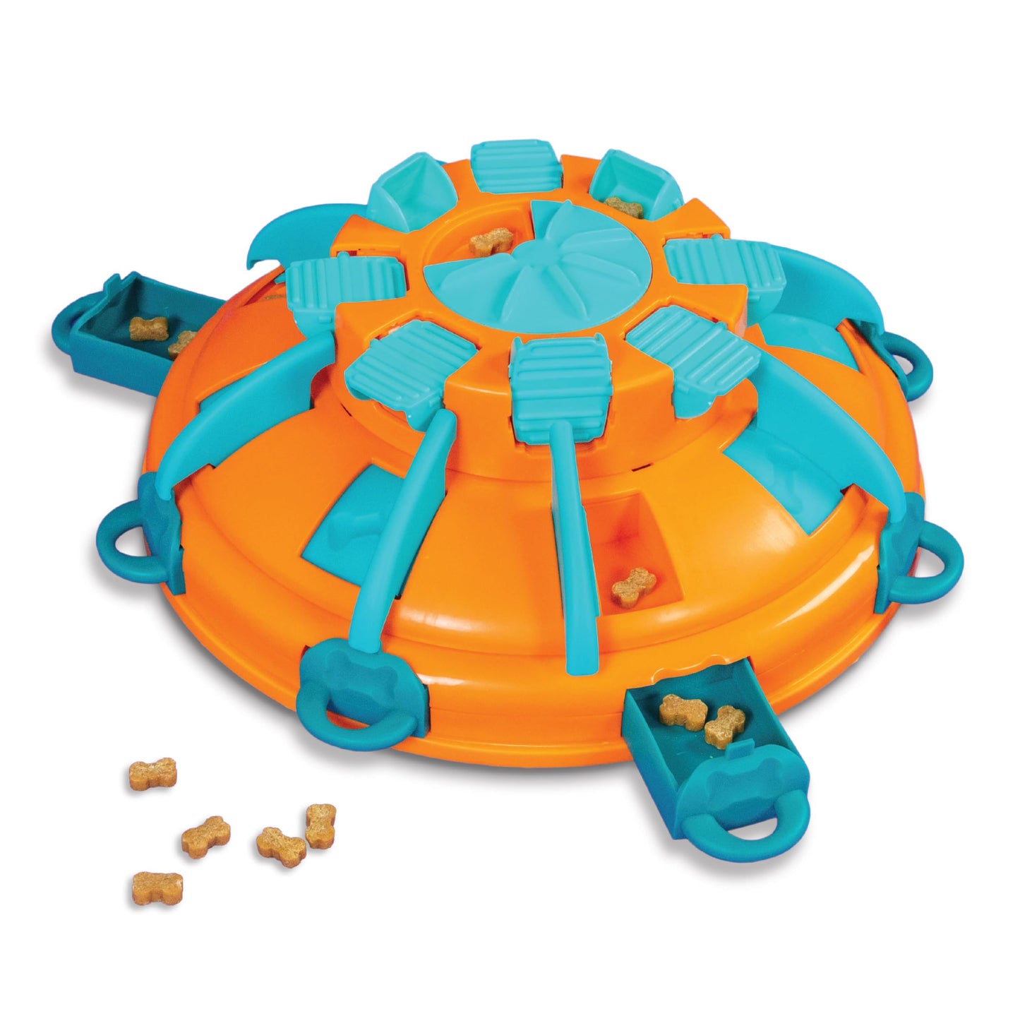 Hundespielzeug Leckerli-Turm Puzzle (Level 4), Tower di Dolcetti (Orange, Blau)