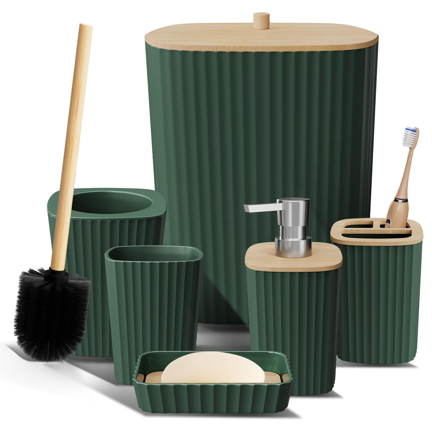 6-teiliges Badezimmer-Zubehör-Set, Jäger-grün 6-Piece Accessory Set