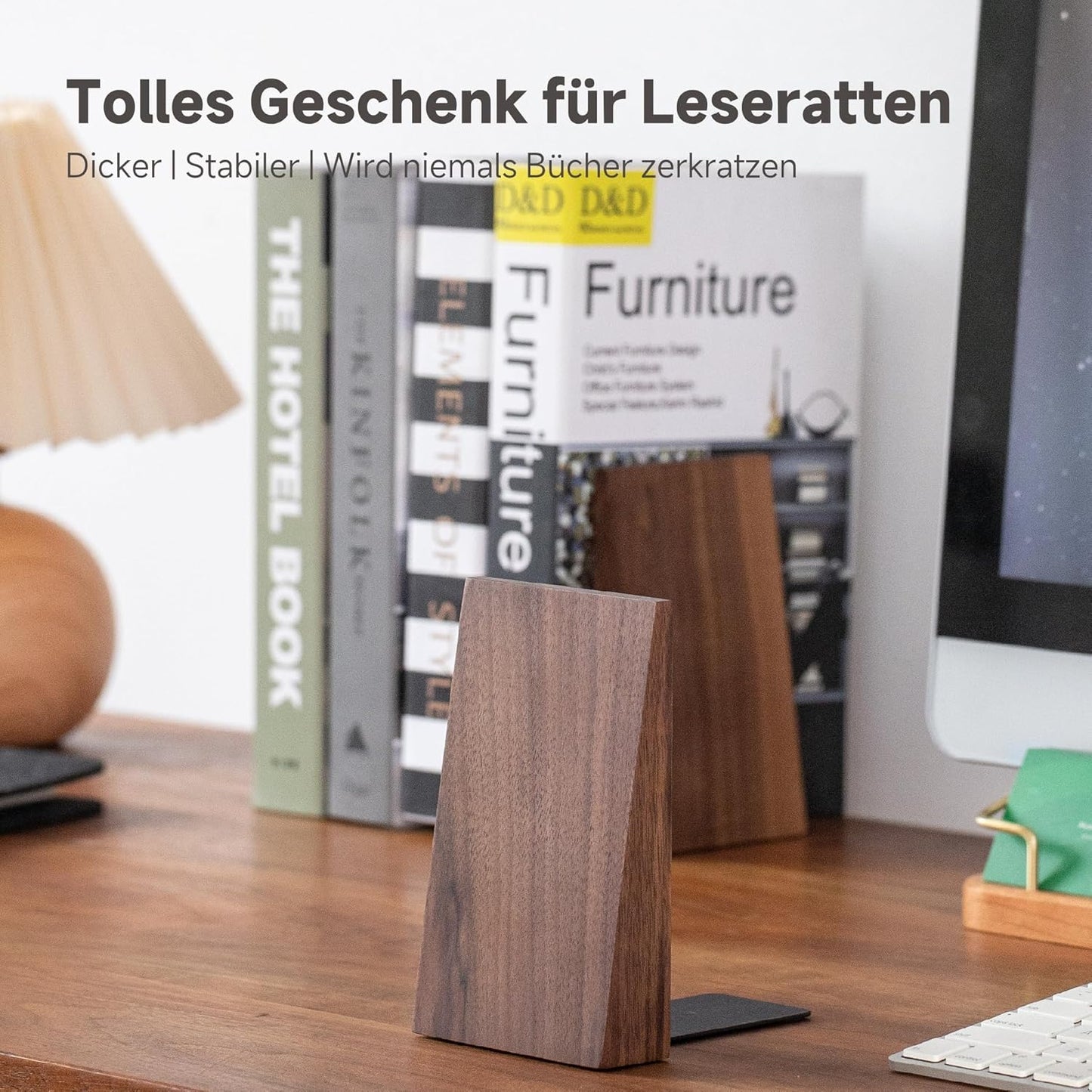 2 Stück Walnuss-Buchstützen, Walnussholz