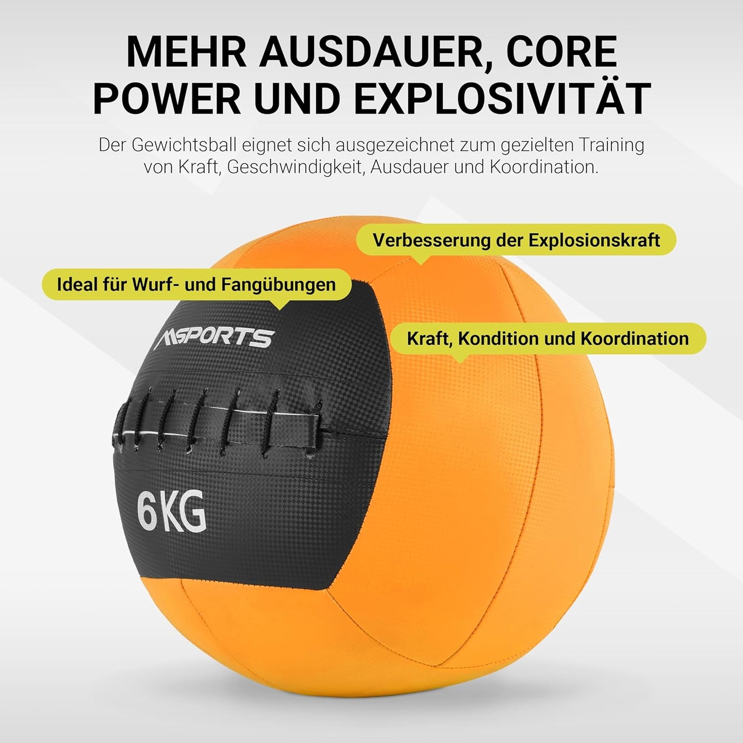 Premium Wall-Ball Gewichtsball 6 kg, 6 kg - Orange