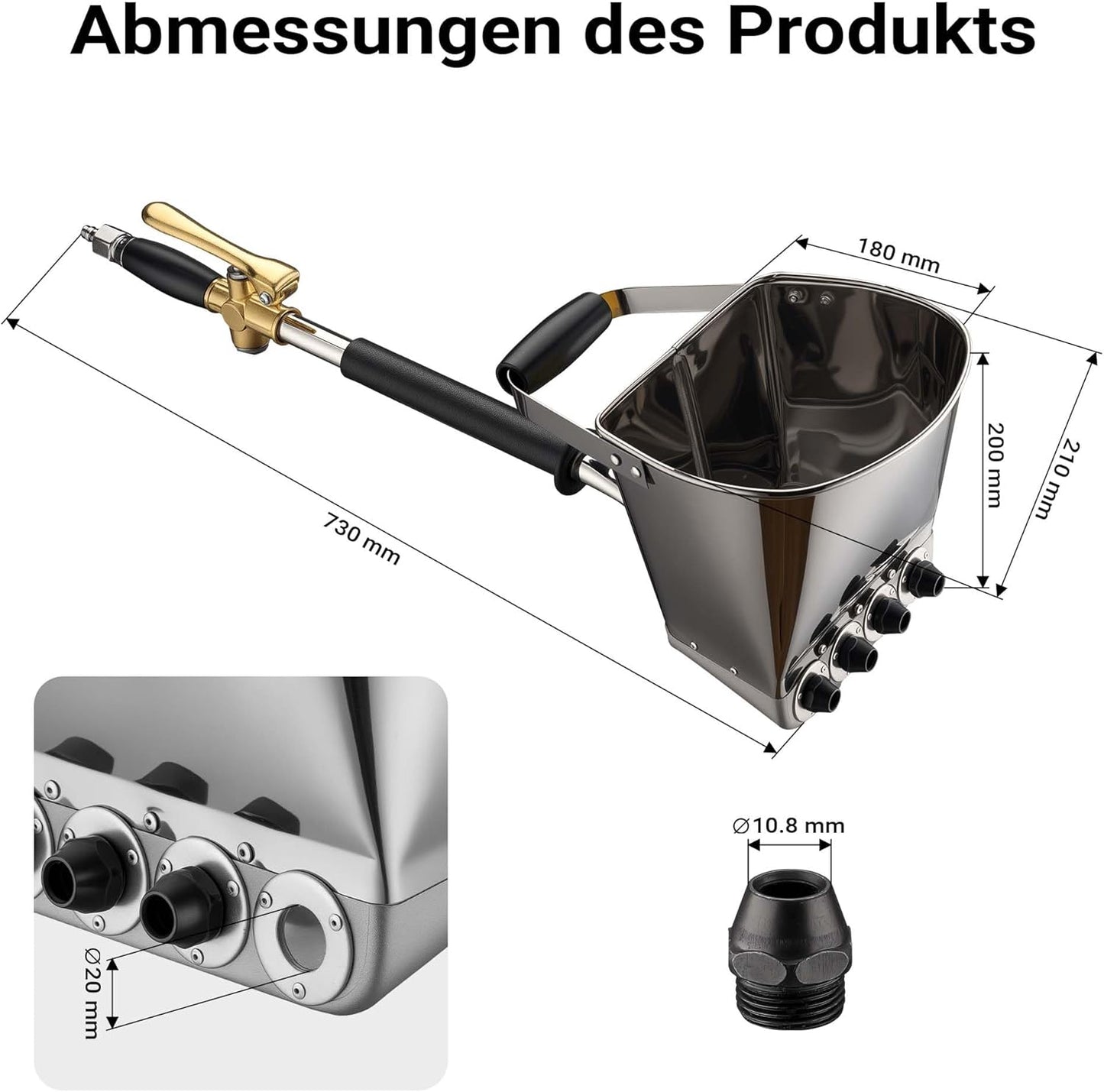 Verputzmaschine mit Putzpistole und Trichter