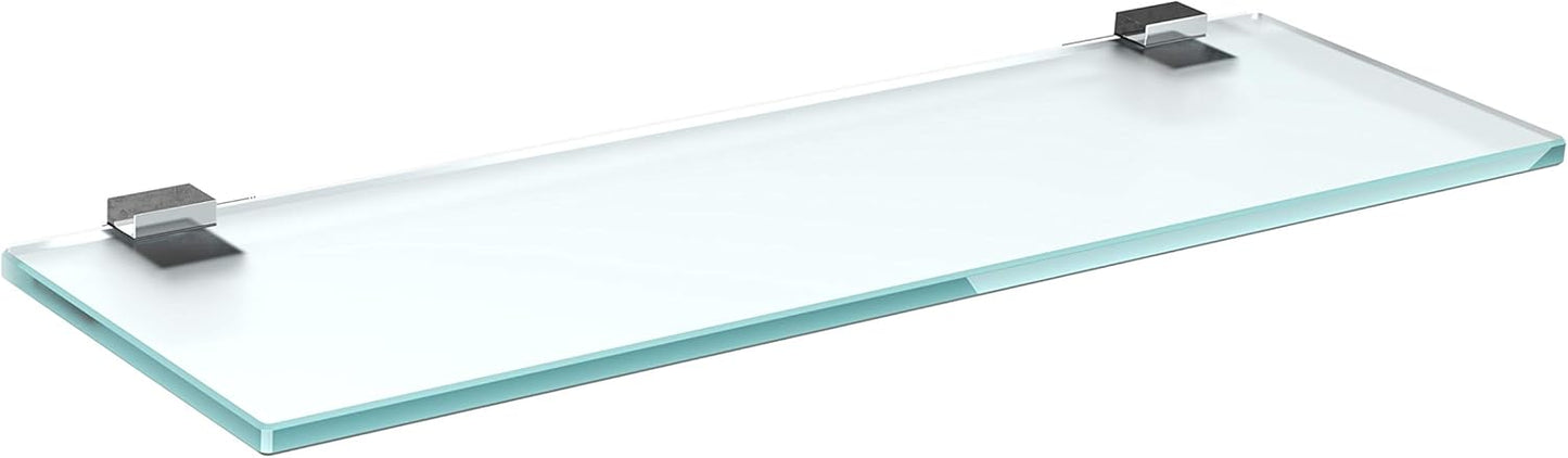 Glas-Wandregal mit Halterung (60x20 cm, 8mm), 60x20cm Mattglas + Halterung G - Chrom Glanz Optik