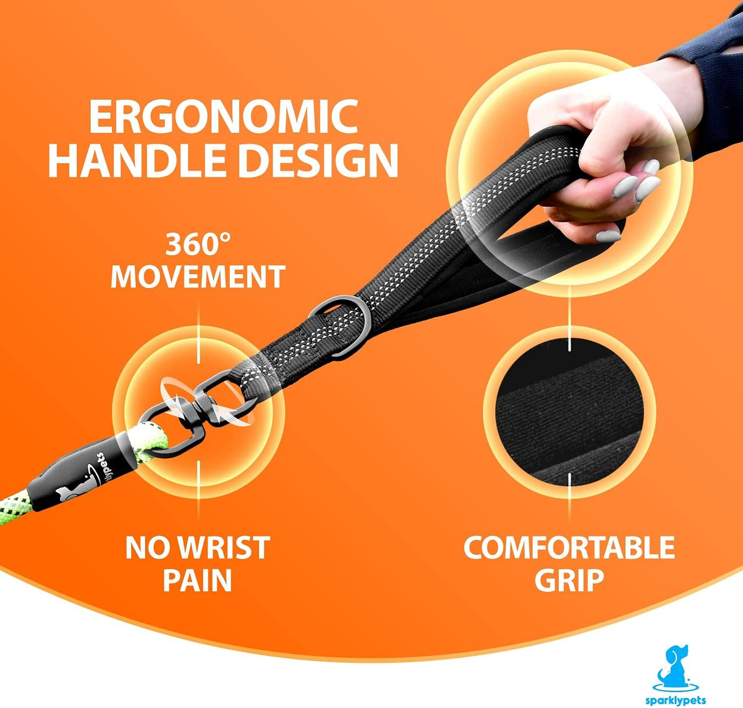 Hundeleine für 2 Hunde mit Bungee Ruckdämpfer, 165 cm lang, Grün, Für 2 mittelgrosse/grosse Hunde