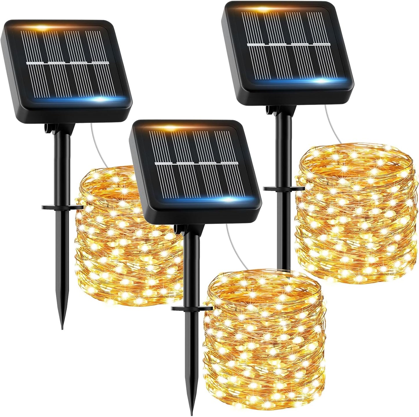 Solar-Lichterketten (3 Stück), Warmweiss 3 Stück-12M