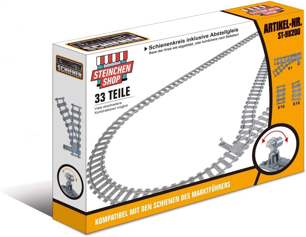 City Bausteine Schienen Set - Schienenkreis inkl. Abstellgleis, Schienenkreis L