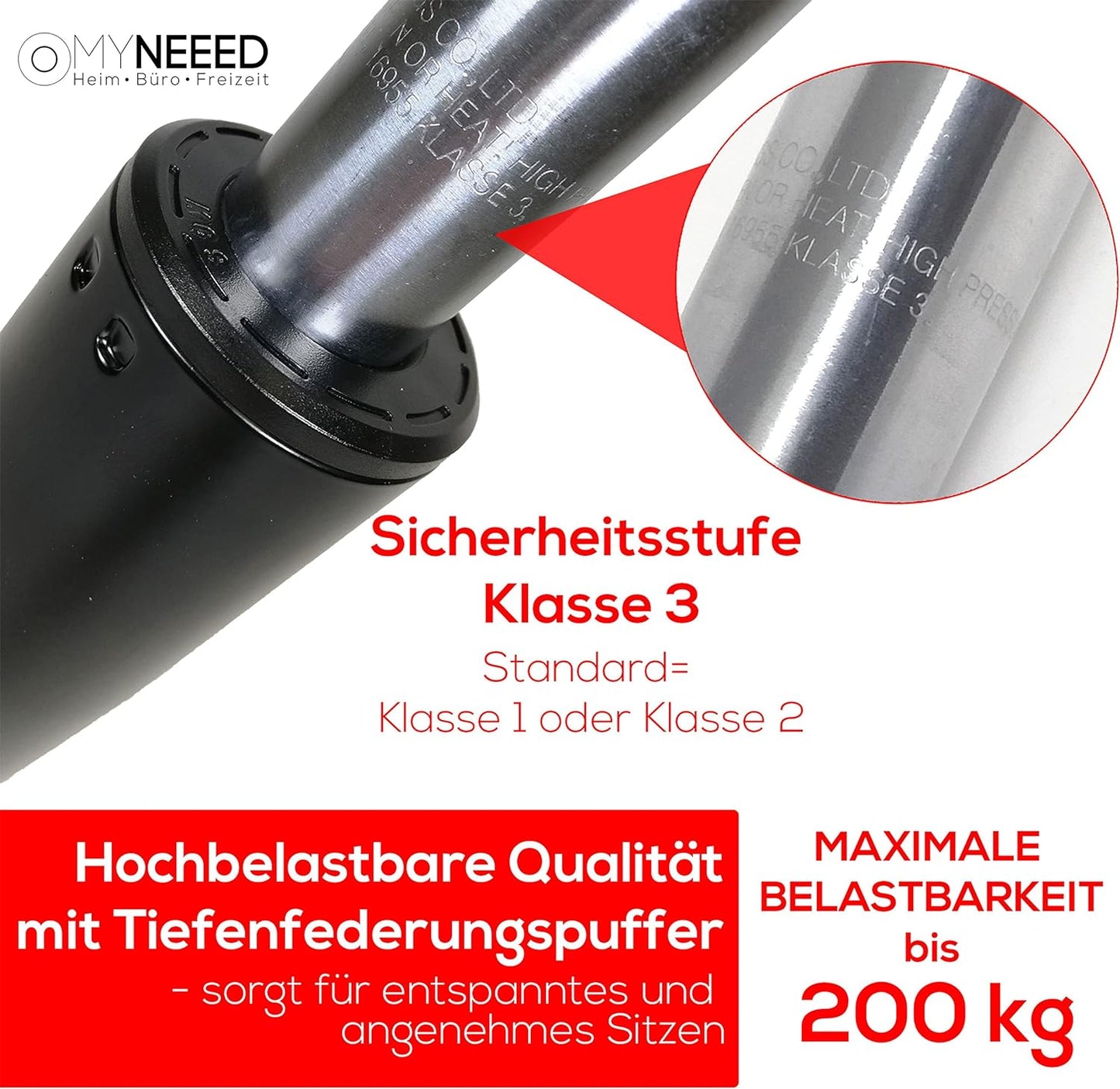 Gasdruckfeder, 185 mm Schwarz