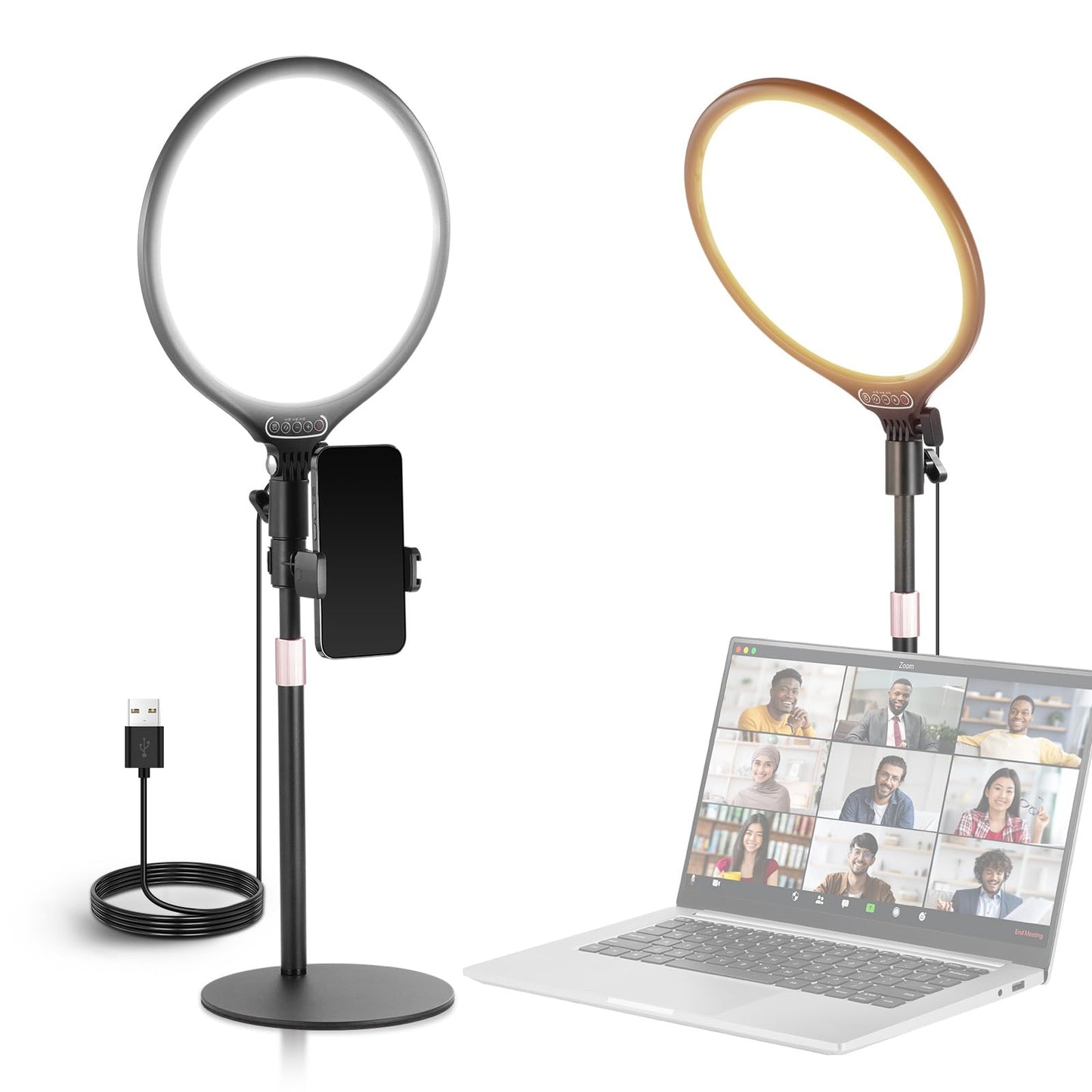 LED Ringlicht R10 mit Ständer und Handyhalter, Schwarz 10,5"