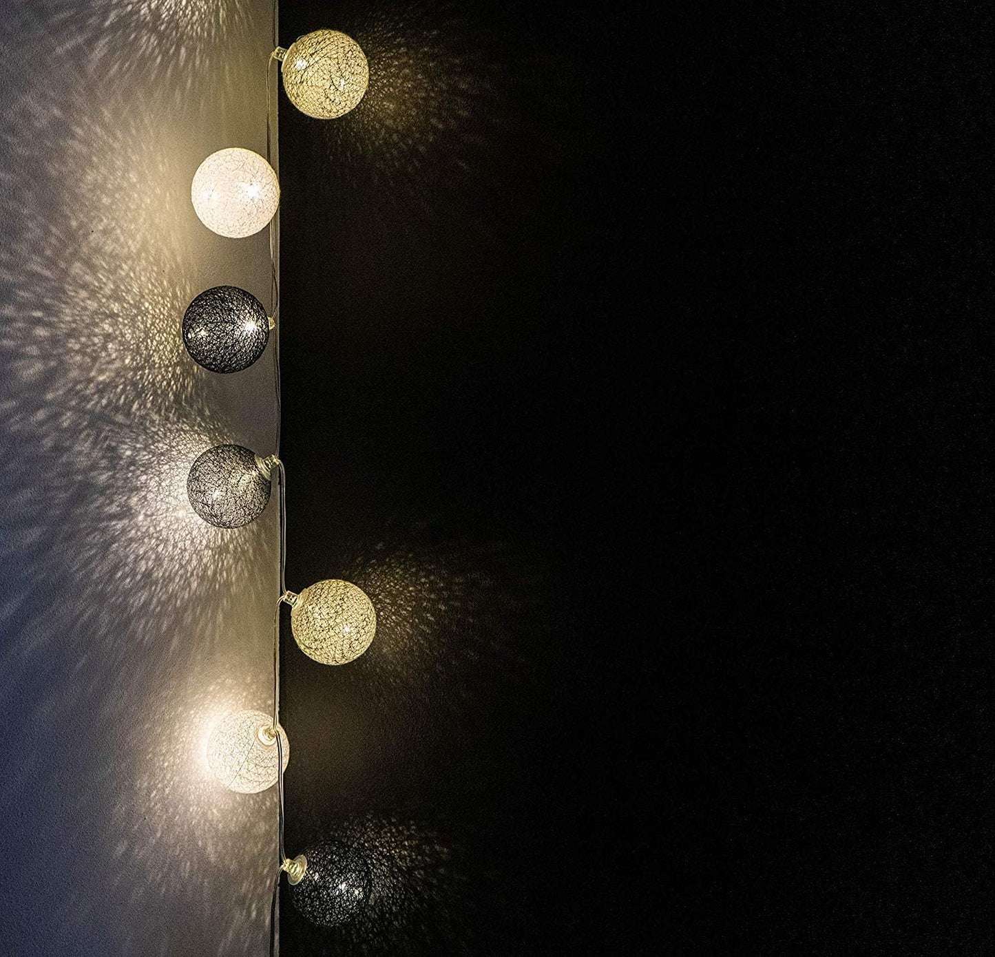 LED Baumwollkugeln, Schwarz 2.4 m