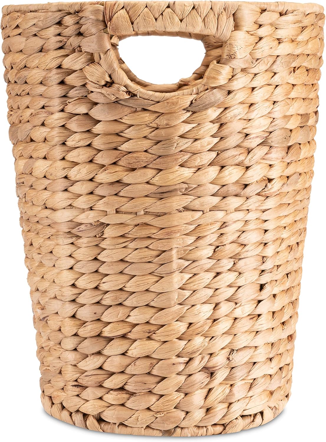 Geflochtener Papierkorb aus Wasserhyazinthe mit Henkel, 25cmx32cm Natur