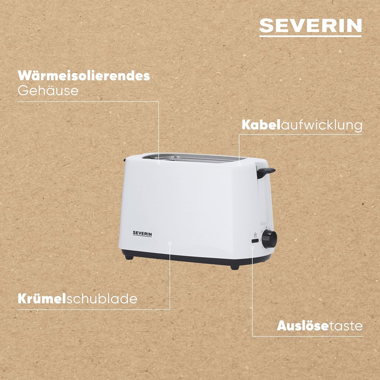AT 2286 Toaster mit Brötchenaufsatz, Weiss / Schwarz