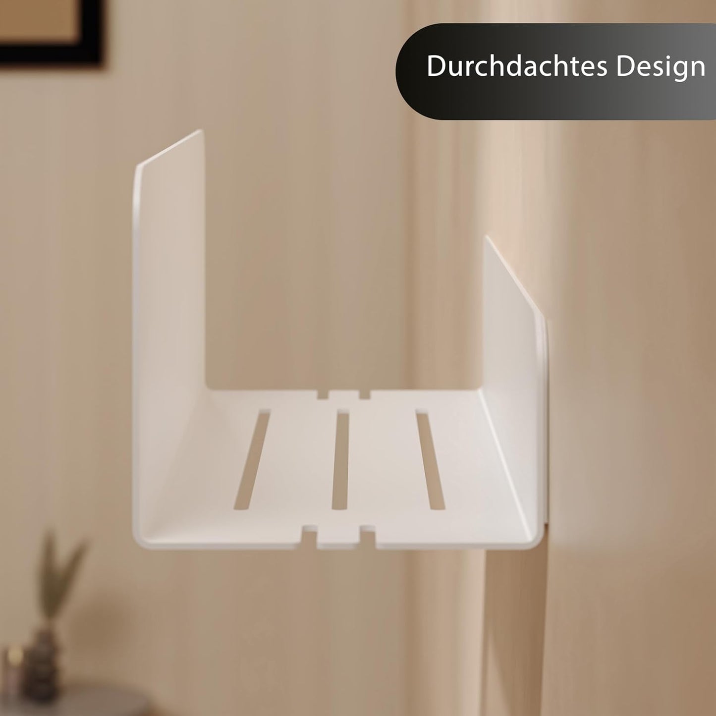Selbstklebende Duschablage mit Ablaufrillen, Wand-Duschablage Matt Weiss