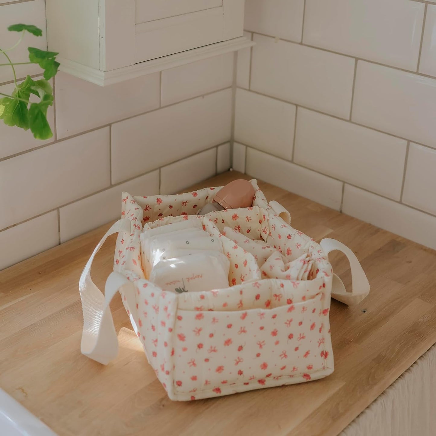 Wickeltisch Organizer mit herausnehmbaren Fächern, Petit River Rose