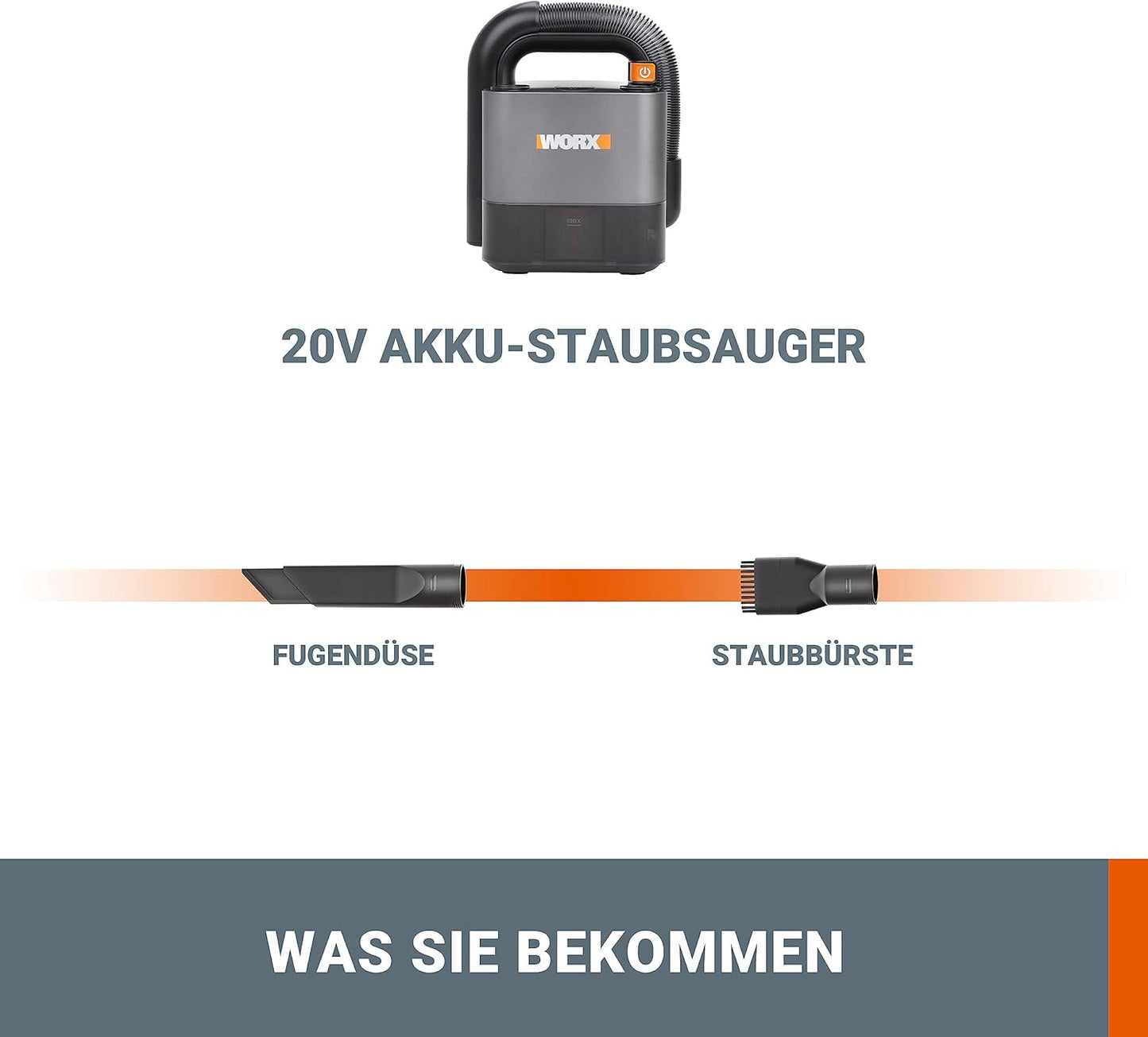 Cube Vac 20V WX030.9 Handstaubsauger ohne Akku/Ladegerät, Single Modern