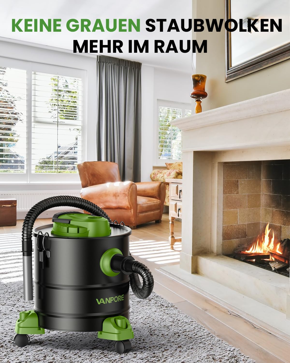 Aschesauger mit Gebläsefunktion, Grün