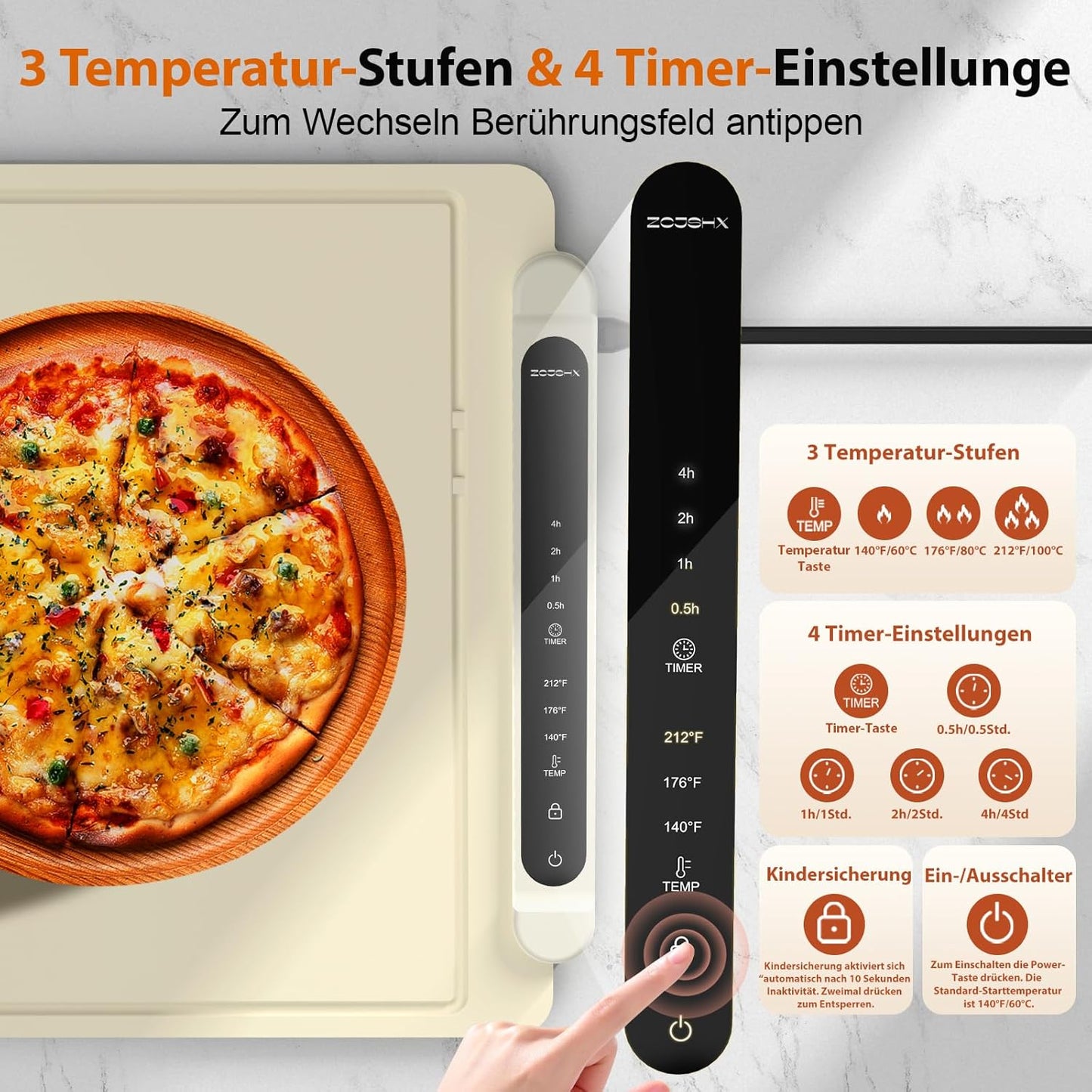 Rollbare Warmhalteplatte für Speisen, Vanille
