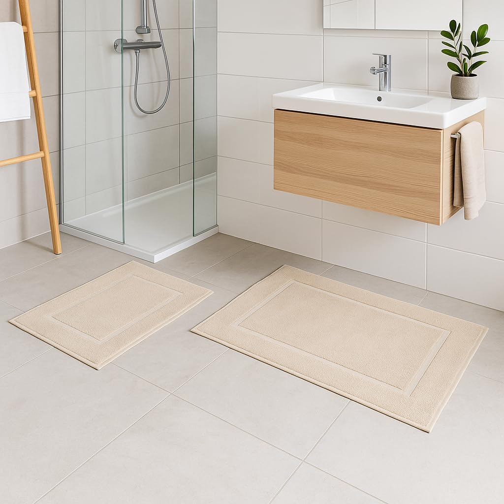 2er-Set Badematten, 50x70 cm, 2x Badvorleger Sand